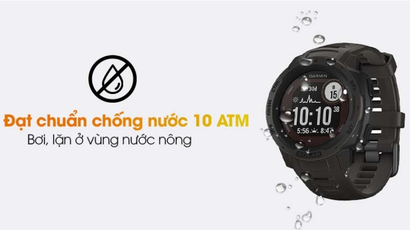 Đồng hồ th&ocirc;ng minh Garmin Instinct Solar đạt chuẩn chống nước kh&aacute;